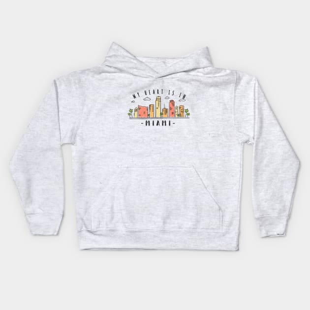 Miami USA Skyline Design Kids Hoodie by LR_Collections